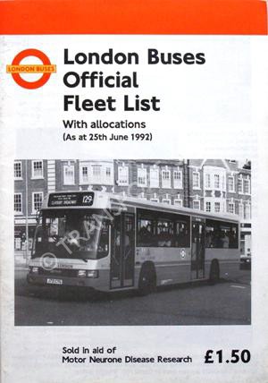 london buses fleet limited official list illustration only