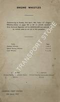 Codes of Engine Whistles to be brought into operation on Sunday, 27th April, 1952 by British Railways Eastern Operating Area
