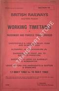 Working Timetable of Passenger & Parcels trains - Section YE - Chesterfield & Leeds to Selby, Scarborough; Sheffield to Leeds via Barnsley & Normanton; Leeds to York (via Harrogate) & Skipton - 17 May 1982 to 15 May 1983 by British Railways Eastern Region