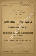 Working Time Table of Passenger Trains - Section P - Fenchurch St. and Shoeburyness and branches, 15th September 1958 to 14th June 1959 (or until further notice) by British Railways Eastern Region L.T. & S. Line