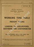 Working Time Table of Freight Trains - Section N - London to Chelmsford, Southend and Southminster, 15th September 1958 to 14th June, 1959 (and until further notice) by British Railways Eastern Region (Great Eastern)