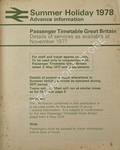 Passenger Timetable Great Britain, Advance Information - Summer Holiday 1978 by British Railways