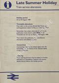 [Passenger Timetable Great Britain], Late Summer Holiday Train Service Alterations, 25 to 29 August 1989 by British Railways