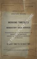 Book cover of Working Timetable of Mandatory Train Services - Section PA - Paddington and Wootton Bassett; Reading and Westbury; Didcot, Worcester and Banbury and branches 12 May 1980 to 10 May 1981 by British Railways Western Region