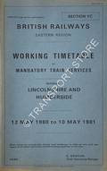 Working Timetable of Mandatory Train Services - Section YC - Lincolnshire and Humberside - 12 May 1980 to 10 May 1981 by British Railways Eastern Region