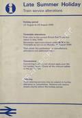 [Passenger Timetable Great Britain] Late Summer Holiday - Train Service Alterations, Holiday Period, 22 August to 26 August 1986 by British Railways