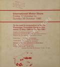 [Passenger Timetable Great Britain] International Motor Show, Friday 17 October to Sunday 26 October 1980 by British Railways