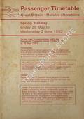 Passenger Timetable Great Britain, Holiday Alterations - Spring Holiday, Friday 28 May to Wednesday 2 June 1982 by British Railways