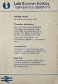 [Passenger Timetable Great Britain] Late Summer Holiday - Train Service Alterations, Holiday Period, 24 August to 28 August 1984 by British Railways