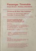 Passenger Timetable Great Britain, Holiday Alterations - Christmas & New Year Holidays, Tuesday 22 December 1971 to Saturday 2 January 1982 by British Railways
