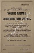 Working Timetable of Conditional trains - Section CR - Camden, Crewe; Droitwich Spa, Wichnor; Rugby, Birmingham, Bescot, Stafford; Craven Arms, Wolverhampton, Shrewsbury, Chester, Aberystwyth, 12 May to 6 Oct. 1980 by British Railways London Midland Region