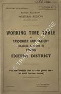 Working Time Table of Passenger and Freight Trains (Classes 4, 5 & 6) - Section C - Exeter District - 9th September 1963 to 14th June 1964 by British Railways Western Region (Plymouth Division)