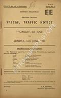 Special Traffic Notice, Thursday, 6th June to Sunday, 16th June, 1957 by British Railways Eastern Region