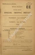 Special Traffic Notice, Thursday, 2nd August to Sunday, 12th August, 1956 by British Railways Eastern Region
