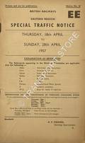 Special Traffic Notice, Thursday, 18th April to Sunday, 28th April, 1957 by British Railways Eastern Region