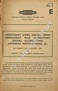 Temporary Speed Restrictions; Permanent Way Operations; Signal Alterations; Appendix Instructions; etc. - Section E, Saturday, 10th January to Friday, 16th January 1959 by British Railways Eastern Region - Great Eastern Line (Eastern Section)