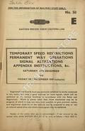 Temporary Speed Restrictions; Permanent Way Operations; Signal Alterations; Appendix Instructions; etc. - Section E, Saturday, 12th December to Friday, 18th December 1959 by British Railways Eastern Region - Great Eastern Line