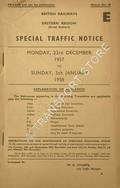 Special Traffic Notice, Monday, 23rd December 1957 to Sunday, 5th January 1958 by British Railways Eastern Region (Great Eastern)