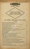 Working of Special Traffic and Other General Instructions, 9th June, 1958 until further notice by British Railways Eastern Region