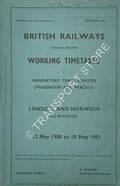 Working Timetable of Mandatory Train Services (Passenger and Parcels) - Section LA - London and Norwich and Branches - 12 May 1980 to 10 May 1981 by British Railways Eastern Region