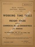 Working Time Table of Freight Trains - Section P - Commercial Rd. and Shoeburyness and branches, 2nd November 1959 to 12th June 1960 (or until further notice) by British Railways Eastern Region L.T. & S. Line