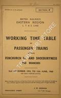 Working Time Table of Passenger Trains - Section P - Fenchurch St. and Shoeburyness and branches, 2nd November 1959 to 12th June 1960 (or until further notice) by British Railways Eastern Region L.T. & S. Line