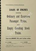 Loads of Engines working Ordinary and Excursion Passenger Trains, also Empty Coaching Stock Trains from 1st January 1911 until further notice by North Eastern Railway