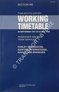 Working Timetable of Passenger and Mail train services - Section WE - Purley to Brighton, Ashford International , Havant and branches - 28 September 1997 to 23 May 1998 by Railtrack Southern