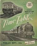 Time Tables - from 6th Sept. 1954 until further notice by Great Northern Railway