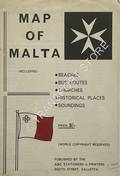 Map of Malta including Beaches, Bus Routes, Churches, Historical Places, Surroundings [Late 1960s] by ABC Stationers & Printers, Valetta